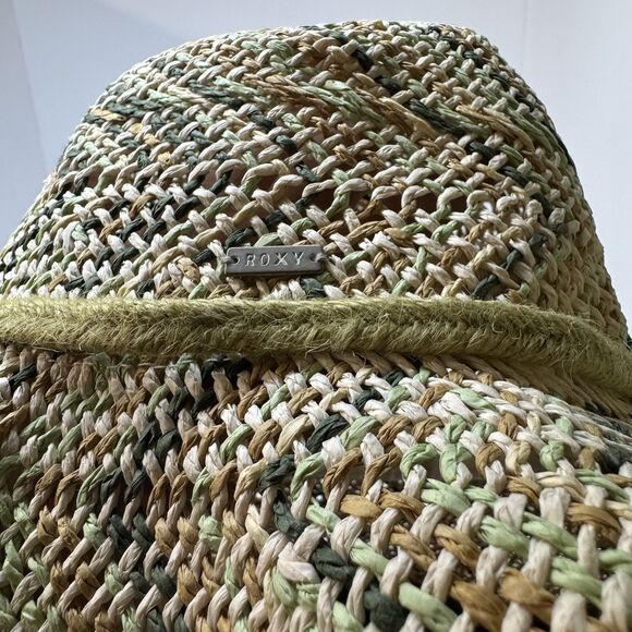 Roxy Multicolor Straw Sun Hat S/M Boho Beach Festival Wide Brim - Picture 3 of 15
